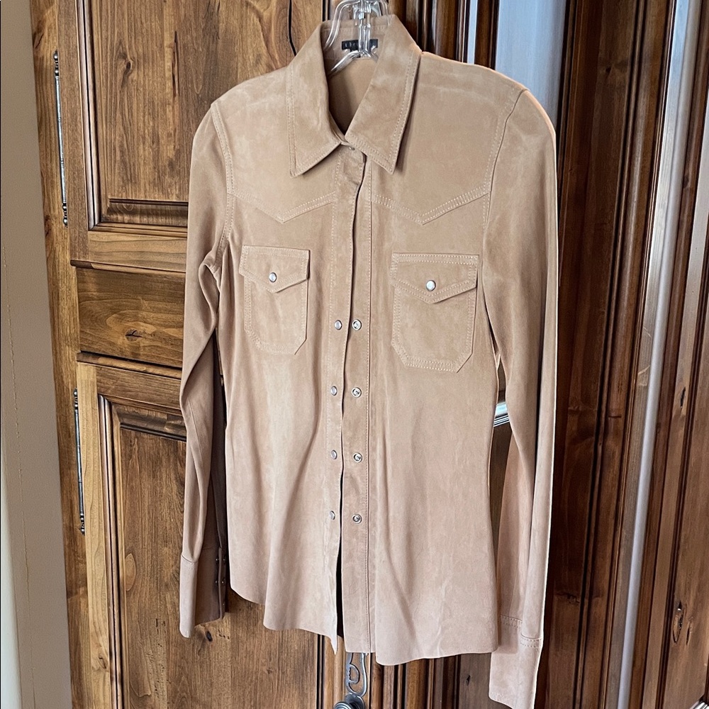 THEORY Tan Suede Shirt P XS
